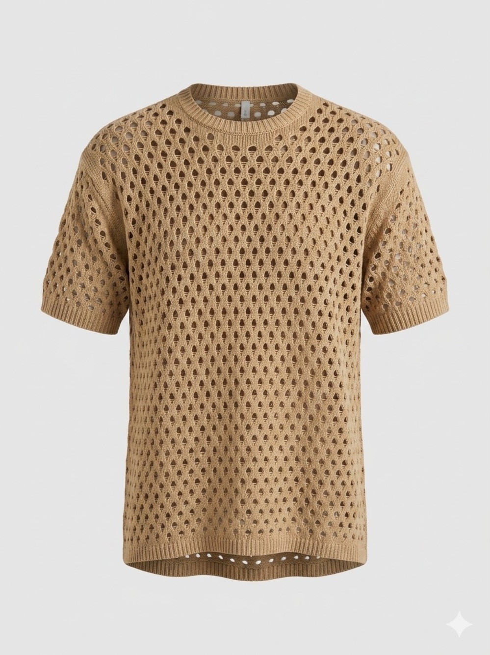 ASOS Design Open-Knit Short Sleeve Sweater in Camel Beige NWOT